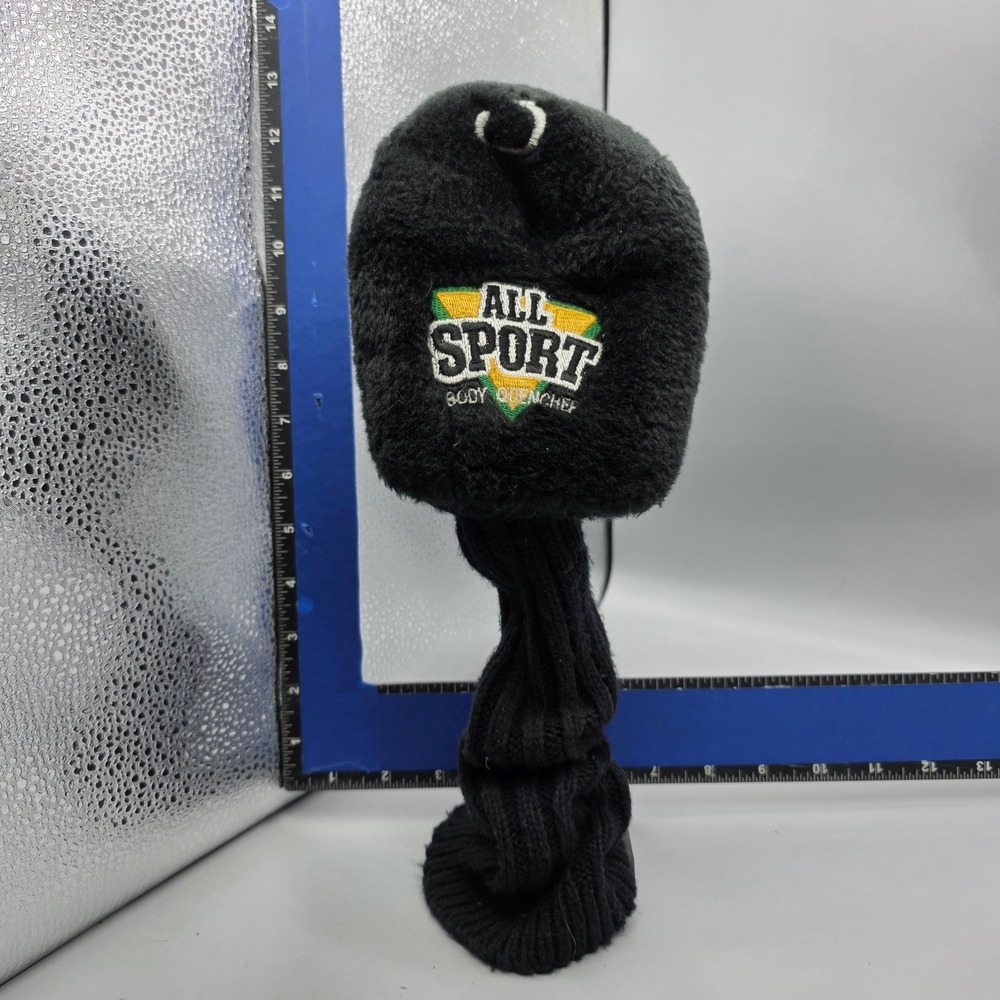 Vintage All Sport Body Quencher Golf Headcover Black Plush 3 Wood Cover Sock